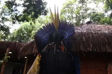 São Joaquim de Bicas (MG), 24/01/2024 - Cacique Célia Ãgohó, líder da Aldeia Kurãma, comuniudade indígena Pataxó hã-hã-hãe, na zona rural de Brumadinho. Foto: Tânia Rêgo/Agência Brasil